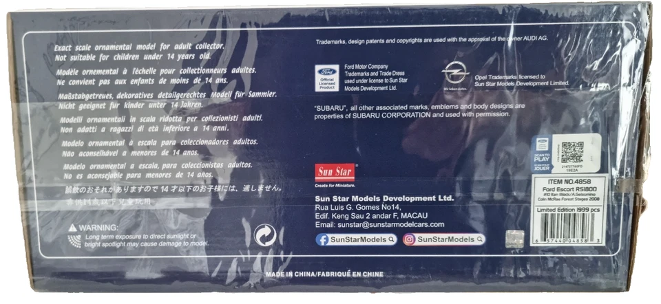 Ford Escort RS1800 Ken Block 2008 McRae Forest Stages Sunstar 4858 escala 1/18 Foto 3 de 4