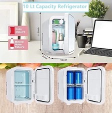 10L Mini Fridge with LED Mirror & Touch Light, Cooler & Warmer for Car ,Home,etc