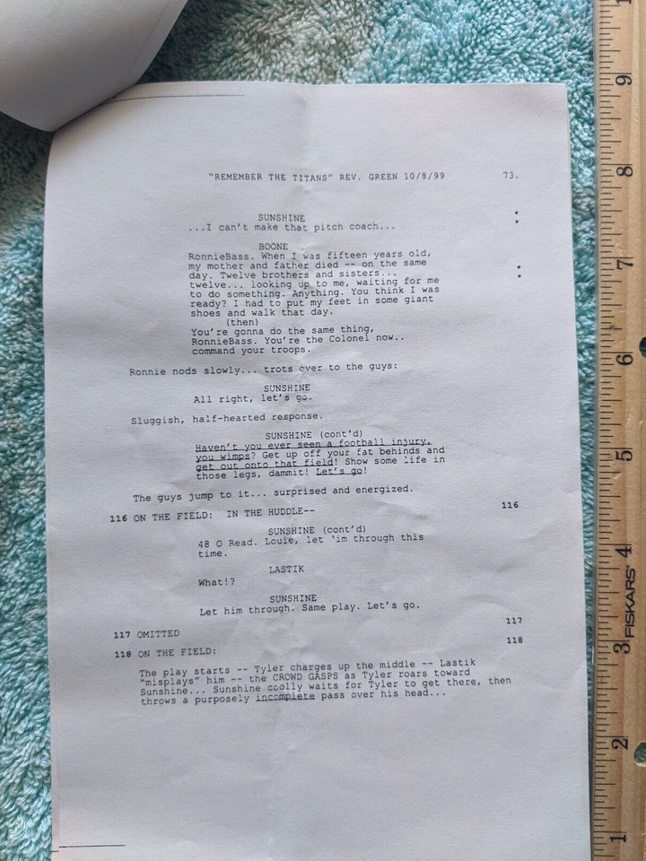 Remember The Titans Movie Denzel Washington Original Rare Scripts and ...