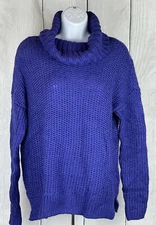 NWT JCP Womens Small Long Sleeve Sweater Purple Shimmer Threads Cowl Neck