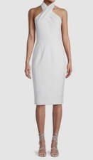 345 Black Halo Women's Ivory Samara Halter Sheath Dress Size 4