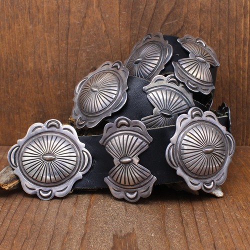 *Unique Sterling Silver Concho Belt with Cut-Concho Bows