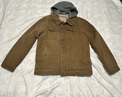 Levi's Denim Insulated Hooded Jacket medium, brown men s size small