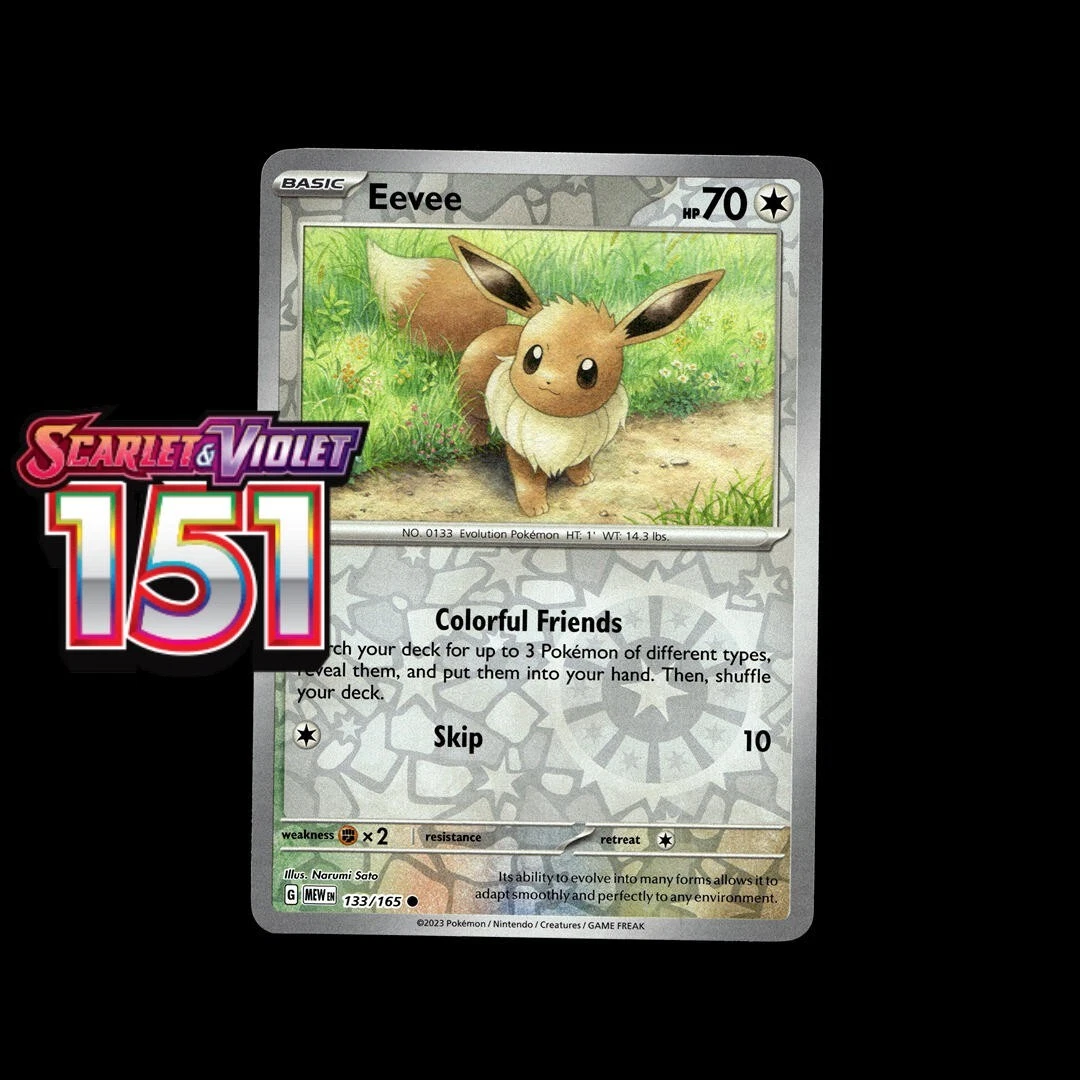 Cool Eevee Pokemon Card - 151 Set Reverse Holo - Near Mint English Collectible Cool Eevee Pokemon Card - 151 Set Reverse Holo - Near Mint English Collectible