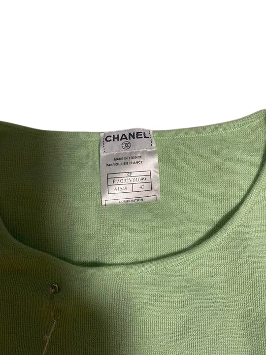 Gilet CHANEL in maglia di cashmere verde taglia 42