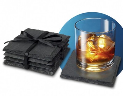 4er Set Untersetzer Schiefer Stein stone Glasuntersetzer originelles Design