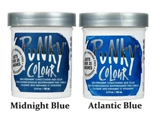 PUNKY COLOUR Semi Permanent Hair Color- Midnight Blue & Atlantic Blue-3.5oz each
