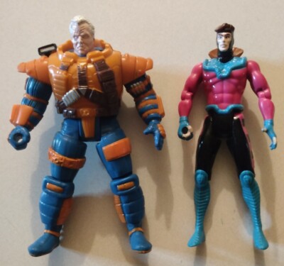 92/93 Toy Biz Marvel Action Figure Lot Of 2, Cable & Gambit, 5'', Used.