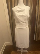 Halston ladies white dress size 8 new tags sleeveless 
