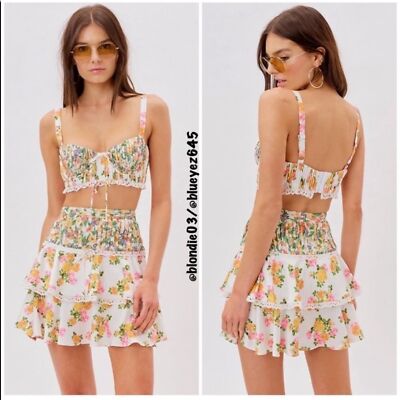 For Love & Lemons Rosalyn Mini Skirt in Marigold L NWT | eBay