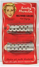 Vintage Lady Mervin Hollywood Curlers On Disp Card Gaylord Co Chicago Old Stock