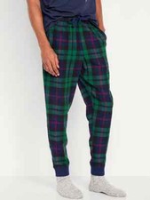 NWT Old Navy Green Blue Plaid Tartan Flannel Jogger Pajama Pants Sleep Men M
