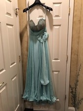 Aqua Blue Strapless Chiffon Teen Pageant Dress - Size 4