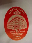 hotel luggage label GRAND HOTEL BRISTOL Colmar France