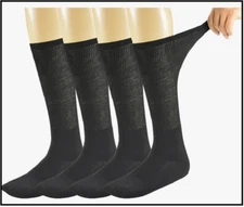 Yomandamor Mens Bamboo Diabetic Over The Calf Socks, 4 Pack Size 10-13*