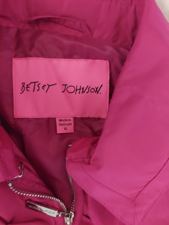 Chaqueta Rosa Nylon Primavera Verano Cinturón Acanalado Betsey Johnson XL Foto 2 de 4