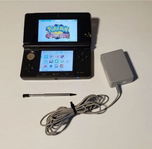 Nintendo 3DS 32gb Cosmo Black With Pokemon X and Y  & More *SAME DAY SHIPPING* - Afbeelding 1 van 10