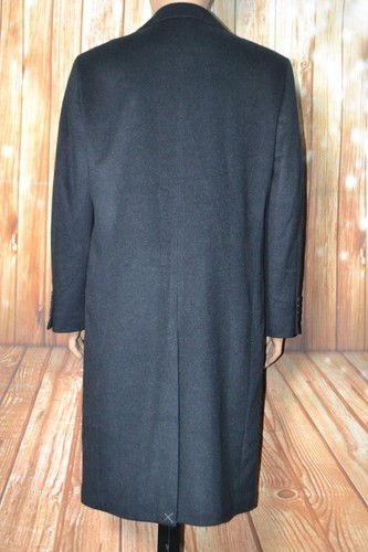 Hart Schaffner Marx Men's Wool Cashmere Black 3 Front Button Overcoat Sz 40R - Picture 7 of 15