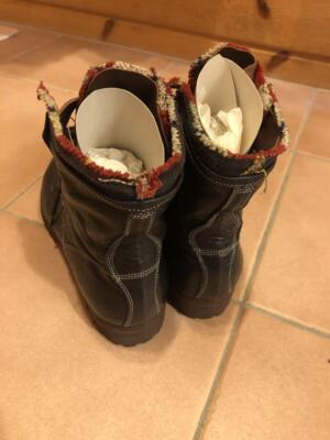 靴 1990s MIHARA YASUHIRO Leather Boots Mihara Yasuhiro Blue Distressed Leather Boots 2000's