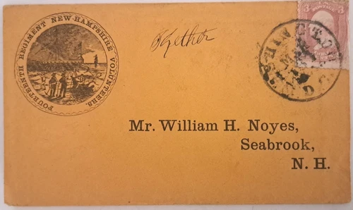 65 Civil War Patriotic -Scarce Pre-printed Address -14th regiment New Hampshire