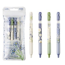 4pcs Flower Retractable Gel Pens-0.5mm Black Ink Women Girls Cute Aesthetic O...