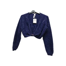 Savage x Fenty Super Soft Fuzzy Blue Long Sleeve Fluff It Up PJ Crop Top 1X 