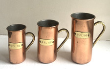 Vintage Copper Measuring Cups Set Brass Handles 4, 6 & 8 Fl Oz