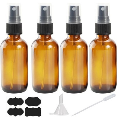 YUNFOOK 4 oz Amber Glass Spray Bottles for 4 Ounce (Pack of 4),