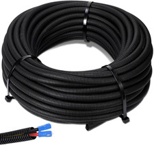 1/4" x 500ft Black Split Wire Loom Tubing - Flexible Electrical Cover
