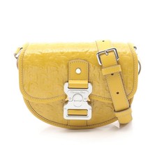 Christian Dior GALLOP Mini Oblique Shoulder Bag Enamel Leather Yellow #RC1938