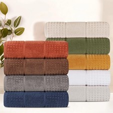 6-Piece Cotton Honeycomb Modern Quick Drying Solid Plush Ultra Soft Towel Set
