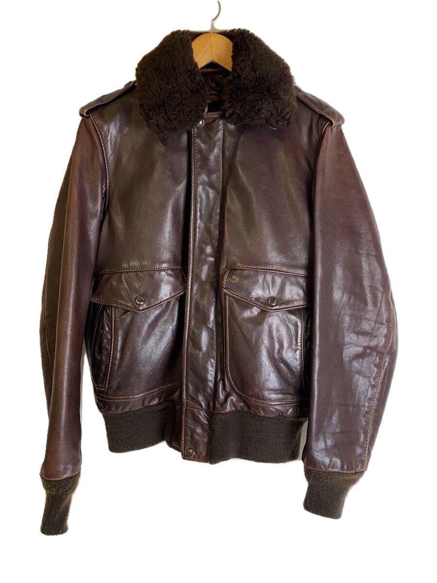 Schott Leather Blouson Jacket Size 38 Brown Genuine Leather