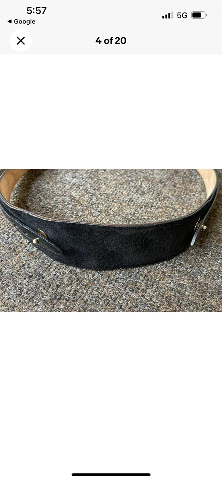 Подлинный GUCCI черный лакированная кожа и замша истерия ремень логотип Sz 34 - Изображение 3 из 4