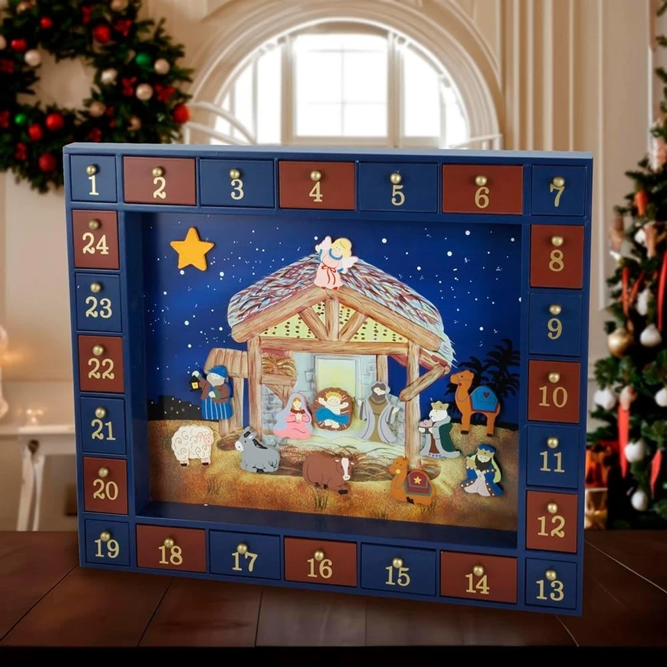 Kurt Adler Nativity Advent Calendar with Magnetic Pieces - Image 3 of 3