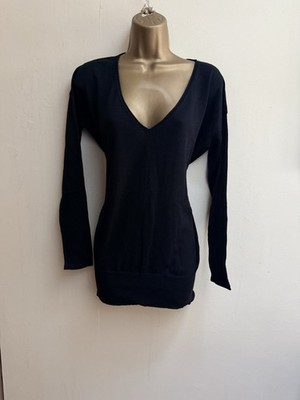 Mauro Grifoni schwarz Baumwolle Damen Langarm V-Ausschnitt Pullover Pulli Top 10