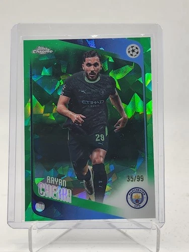 RAYAN CHERKI 2025-26 TOPPS CHROME UCL SAPPHIRE GREEN REFRACTOR /99 #1 Q4060