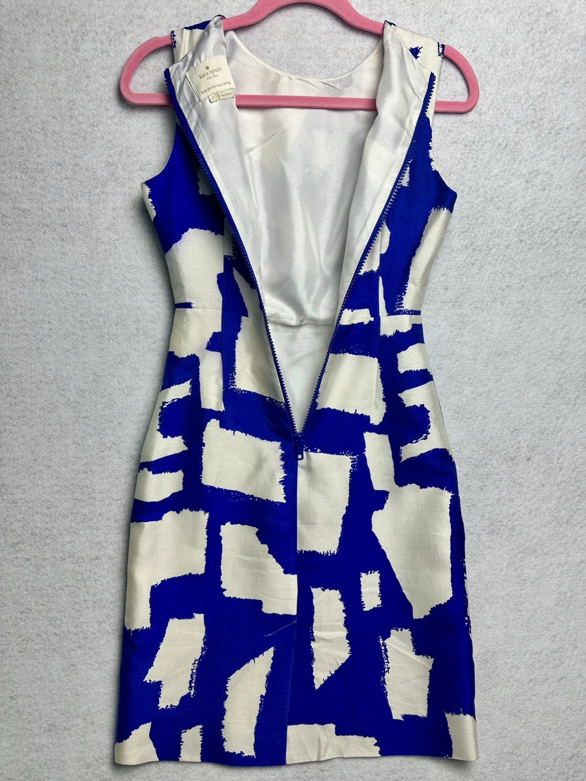 Abito da cocktail donna Kate Spade taglia 2 misto seta stampa astratta zip us intime ottimeioni