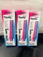 Image of 3 Boxes of 12 Papermate Replay Erasable Ballpoint Pens   29801 Pink/Aqua/Purple