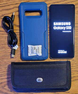 Samsung Galaxy S10 SM-G973U - Blue ( Verizon ) 4G VoLTE Smartphone - Bundled