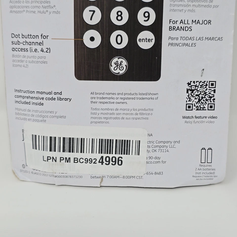 GE UltraPro Universal Remote - 8 Device New in package 37123 - Image 4 of 4