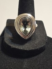 Vintage Sterling Silver And Large Smokey Quartz Ring Size 7.75