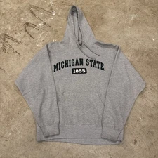 Michigan State University Hoodie Sweatshirt Mens Medium Gray J America