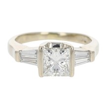 GIA 1.17ctw Princess Diamond w/ Accents Engagement Ring 18k White Gold Size 4.5