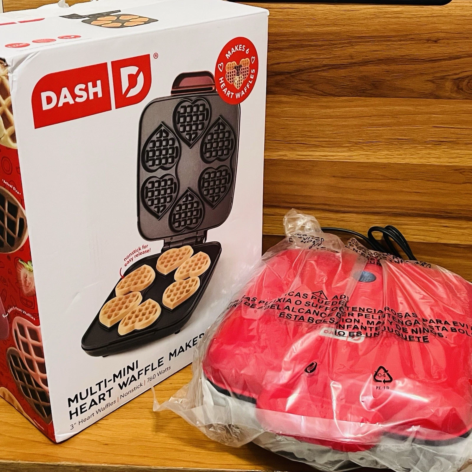 Dash Multi Mini Heart Waffle Maker Family Breakfasts Dual Nonstick Heating