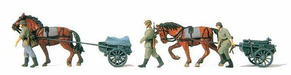 Preiser 16576 HO Scale Former German Army WWII Horse-Drawn Transport