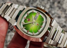 VINTAGE RADO MUSKETEER III AUTOMATIC DAY DATE GENTS GREEN Dial Rare Nice 99.