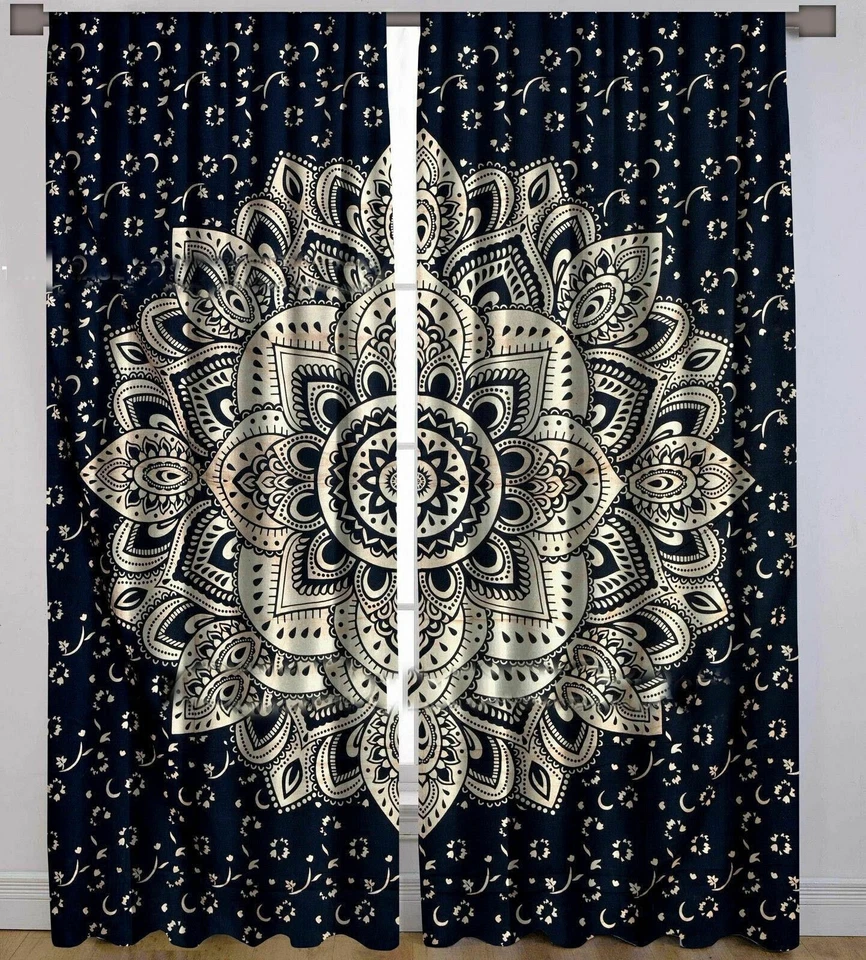 Tapiz bohemio calavera ventana cortina hippie mandala pared colgante cortinas de pared Foto 3 de 4