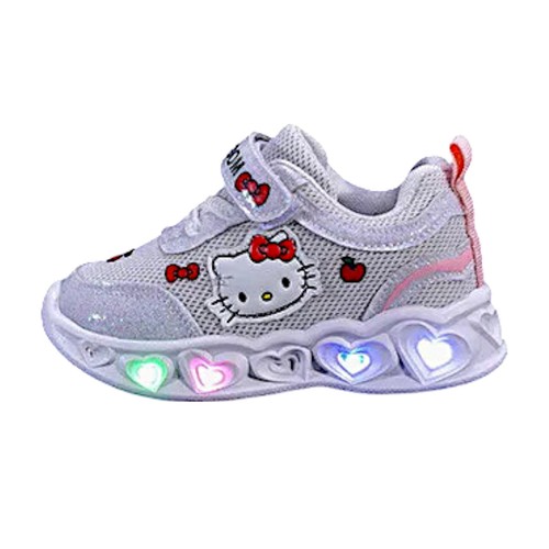 Kitty Themed Kids Girls Sneakers LED Light Up Toddler Sport Shoes Baby Trainers - Picture 16 of 17