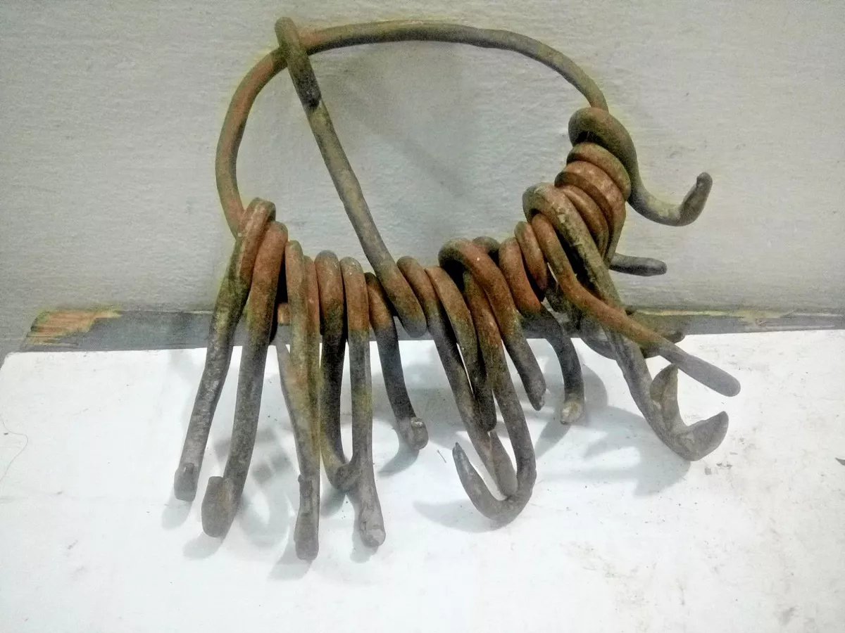 Original Antique Indian Hand Forged Heavy Iron Well Bucket Hooks.