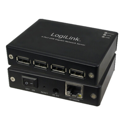 LogiLink UA0109, CE, RoHS, LAN, Power, USB, Schwarz, RJ45, 10/100/1000 Base-T(X)